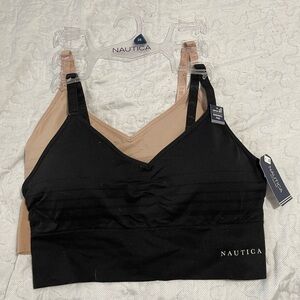 Nautica Black and Tan Bra Set with V-Neckline